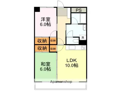 3華聖ビル(2LDK/5階)の間取り写真