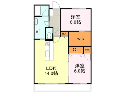 サンロード椎迫(2LDK/6階)の間取り写真