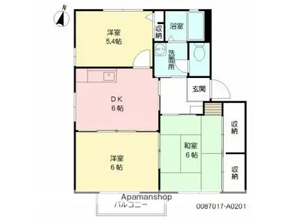 ディアス若杉(3DK/2階)の間取り写真