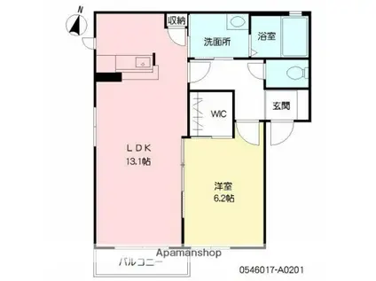 シェリーハイツ上野丘(1LDK/2階)の間取り写真