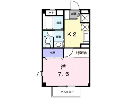 ヴィーブルS13(1K/2階)の間取り写真