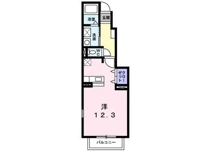クレメントB(ワンルーム/1階)の間取り写真