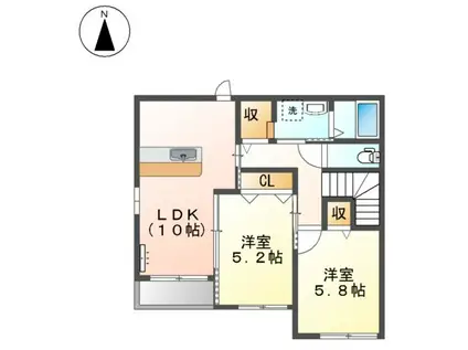 フリースタイル(2LDK/2階)の間取り写真