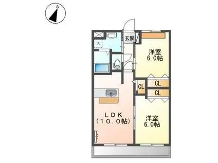 エバーハイツ・ナオⅡ(2LDK/1階)の間取り写真