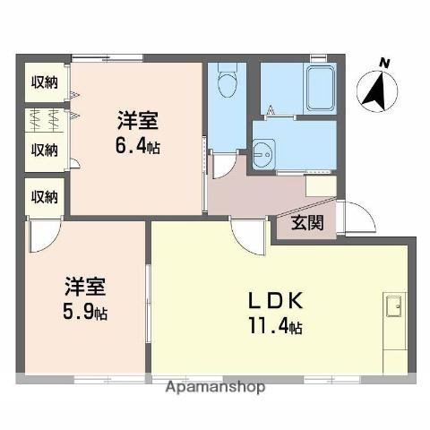 ディアスETO(2LDK/1階)の間取り写真