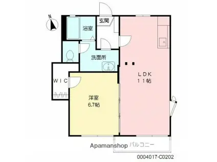 グレイス森(1LDK/2階)の間取り写真