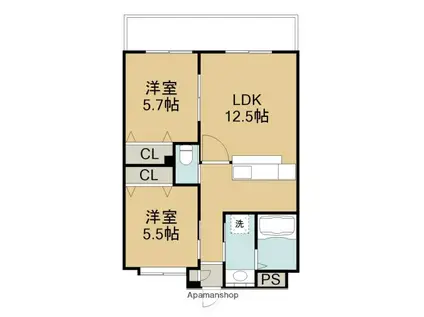 ラセーヌ大州浜(2LDK/4階)の間取り写真