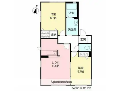 セピアコートⅡ(2LDK/2階)の間取り写真