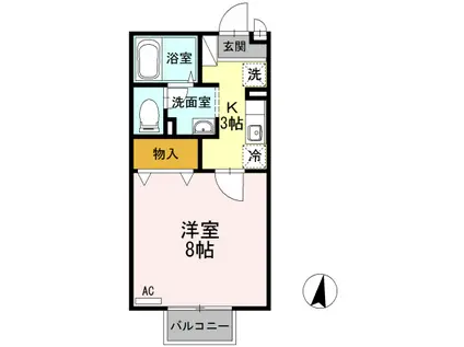 カーサ松原(1K/1階)の間取り写真