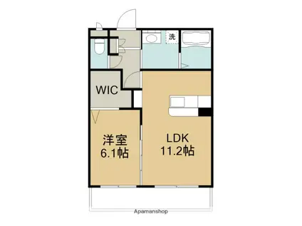 ロゼア鶴崎ウエスト(1LDK/4階)の間取り写真