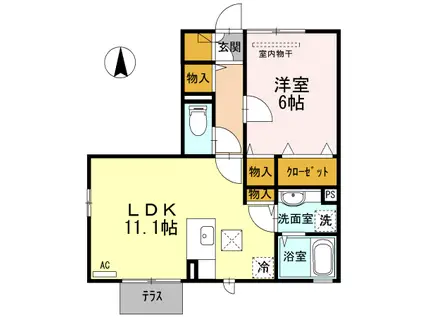 LUPINO横尾(1LDK/1階)の間取り写真