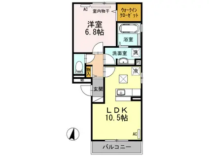 ポペット中島(1LDK/1階)の間取り写真