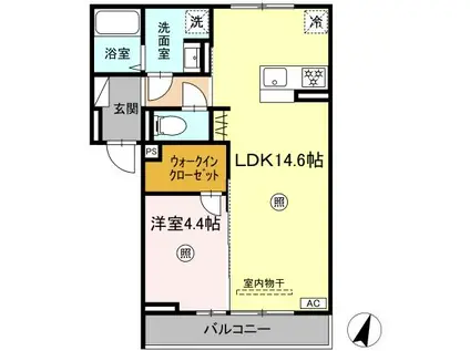 MERCI HAYA(1LDK/3階)の間取り写真