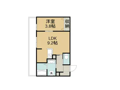 ENZIN明磧(1LDK/1階)の間取り写真