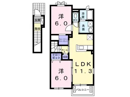 ファミリア久知良(2LDK/2階)の間取り写真