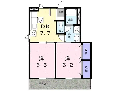 VILLA CORTILE(2DK/1階)の間取り写真