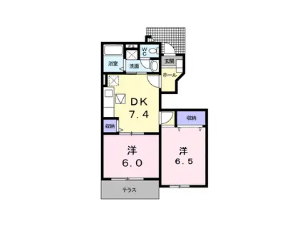 マニクールS(2DK/1階)の間取り写真
