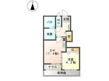 エムズ サンティエ(1DK/1階)の間取り写真