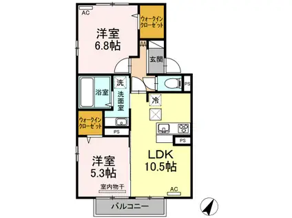 ムーンリバーヴィラ里(2LDK/1階)の間取り写真