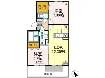 PROUD 2(2LDK/1階)の間取り写真