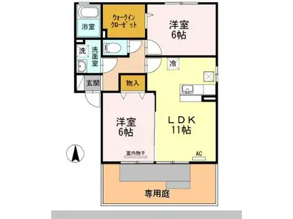 モンテ・シエルA(2LDK/1階)の間取り写真