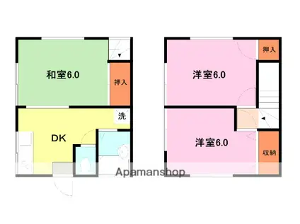岩本アパート鶴崎(3DK/1階)の間取り写真