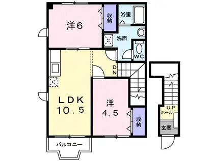 コスモC(2LDK/2階)の間取り写真