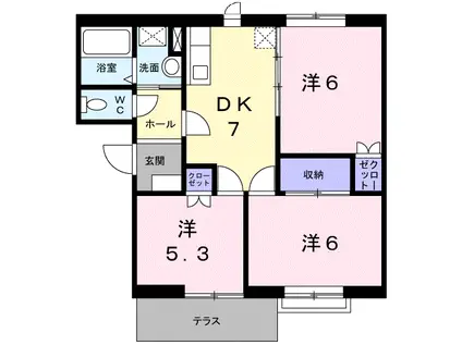 スターダスト森町A(3DK/1階)の間取り写真