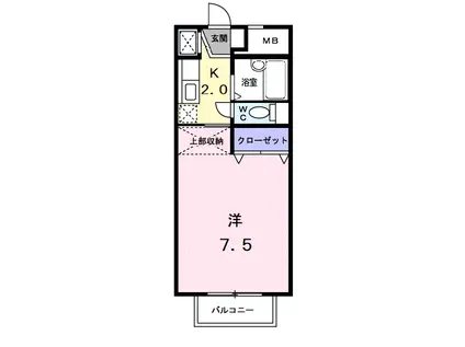 パークサイド素川(1K/2階)の間取り写真