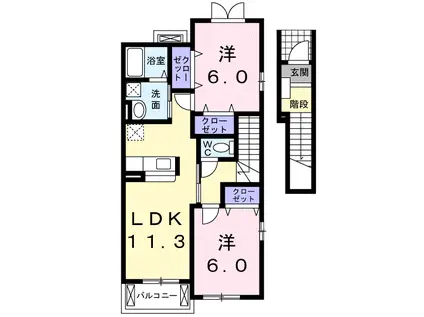 ソフィアフローラ(2LDK/2階)の間取り写真