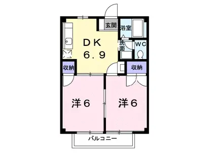 ファミーユA(2DK/2階)の間取り写真