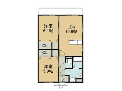 はなみずきⅡ番館(2LDK/2階)の間取り写真
