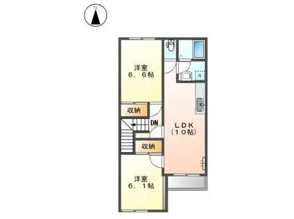 スターテラス 小池原(2LDK/2階)の間取り写真