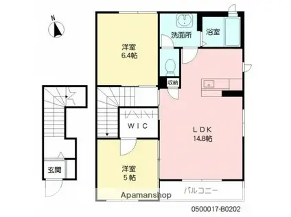 テラスハウスA2(2LDK/2階)の間取り写真