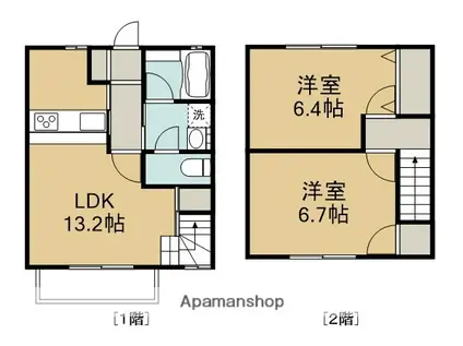 フライハイト(2LDK/1階)の間取り写真