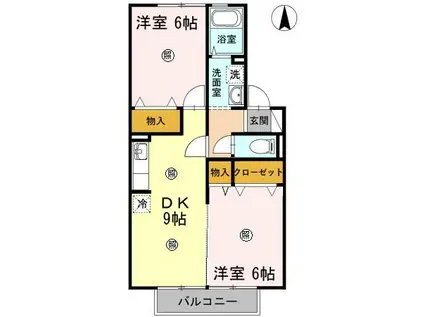 エクレール美濃屋B(2DK/1階)の間取り写真