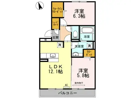 グランシャリオM(2LDK/2階)の間取り写真