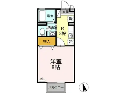 フローラルセキ(1K/1階)の間取り写真