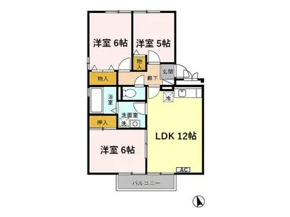 エスポワールシオン21(3LDK/2階)の間取り写真