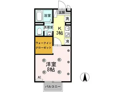 サンハイム森町A棟(1K/1階)の間取り写真