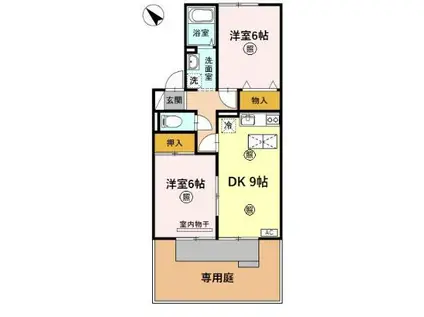 ファミール東(2DK/1階)の間取り写真