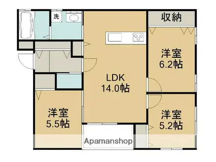 JB錦町BROCADE(3LDK/3階)の間取り写真