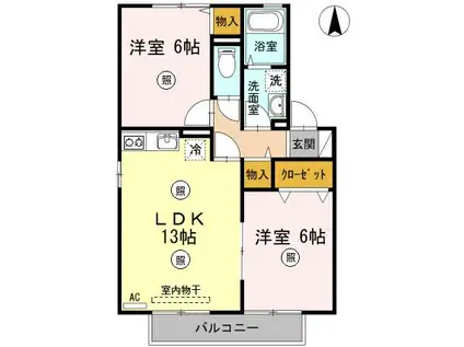 木もれびの杜 III(2LDK/2階)の間取り写真