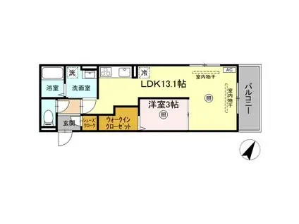 CHERIE MAISON明野(1LDK/2階)の間取り写真