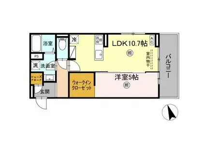 PREMILIFE須賀II(1LDK/2階)の間取り写真