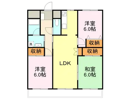 リバージュK(3LDK/4階)の間取り写真