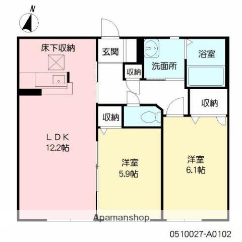 フェリーチェ三川Ⅰ(2LDK/1階)の間取り写真