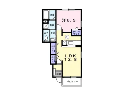 ニューサカエールⅠ(1LDK/1階)の間取り写真