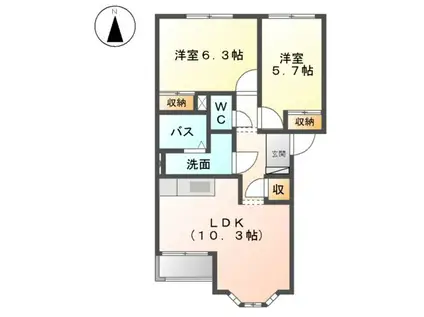 プランドール小池原(2LDK/2階)の間取り写真