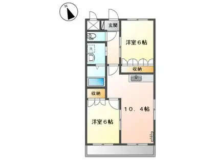 シーウィンド2(2LDK/2階)の間取り写真